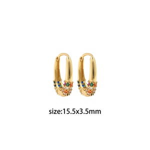 18K Gold Filled Minimalist CZ Thick Hoops,Cubic Zircon Micro Pave Earrings,Thick Charm Hoop Earrings,Jewelry Making