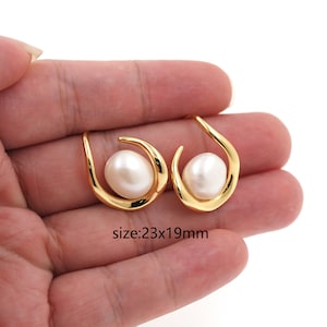 18K Gold Filled Pearl Earrings,CZ Earrings,Dainty Hoops,Gold Huggies Hoops,Minimalist Earrings,Gift for Her
