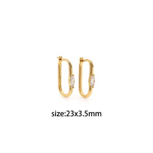 18K Gold Filled CZ Oval Earrings,Dainty Earrings,Minimalist Earrings,Gold Hoop Earrings,Huggie Earrings