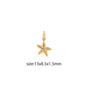 May include: Gold-toned starfish charm with a textured surface. Size: 13x8.5x1.5mm.