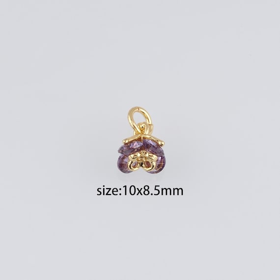 5pcs 18K Gold Filled Flower Pendant,cz Micro Pave Flower Charm