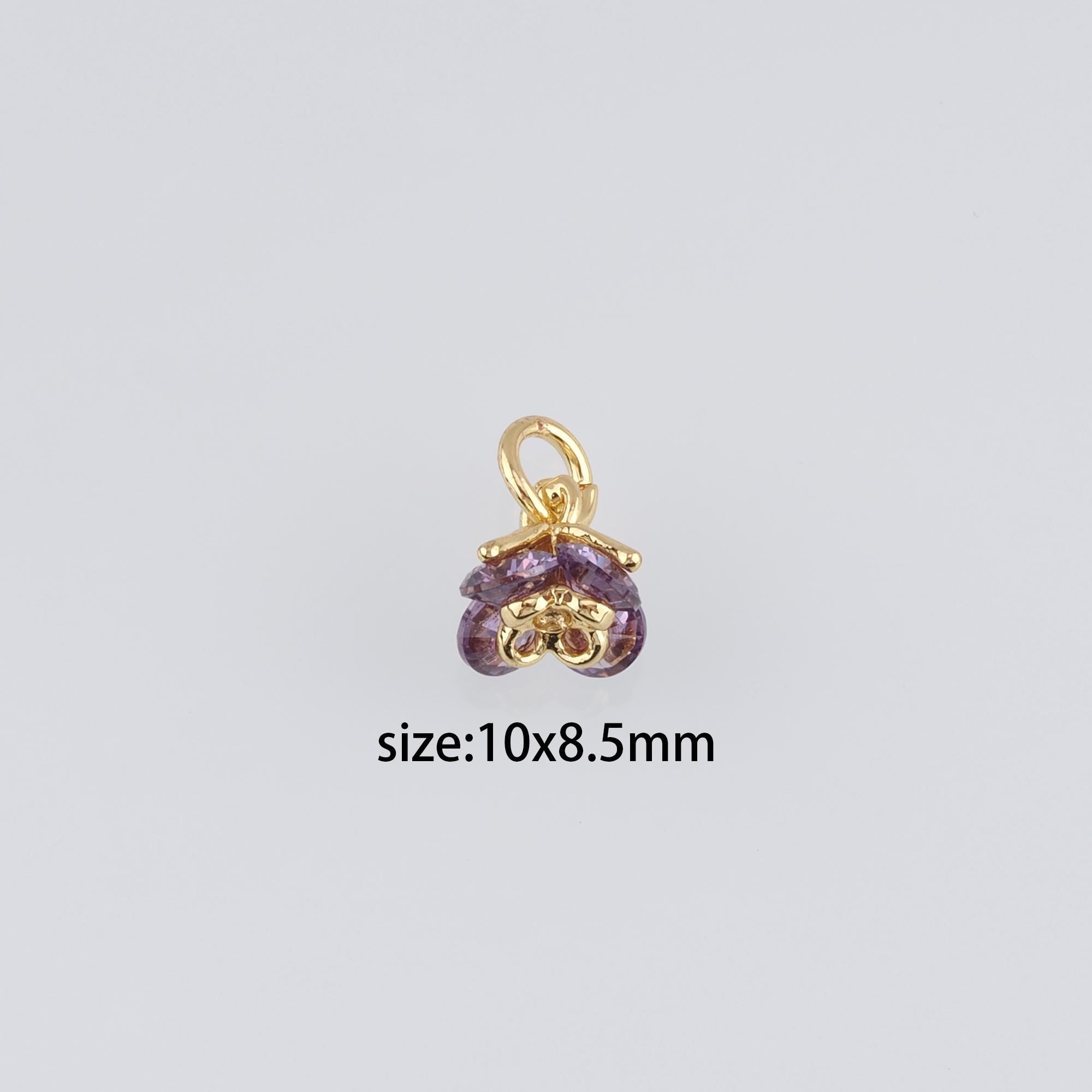5pcs 18K Gold Filled Flower Pendant,cz Micro Pave Flower Charm