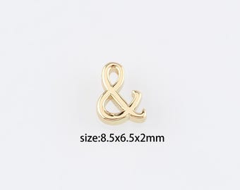 Pingente Ampersand preenchido com ouro 18K, brincos e colar com pingente Ampersand para fabricação de joias DIY