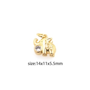 Pingente de elefante preenchido com ouro 18K, pingente de animal, brincos de elefante minúsculos, colar para fabricação de joias faça você mesmo