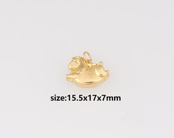 24K Gold Filled Horse Pendant,Horse Charm Earrings Necklace for DIY Jewelry Making Supply