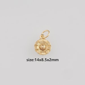 18K Gold Filled Daisy Pendant,Dainty Flower Charm Earrings Necklace for DIY Jewelry Making Supply