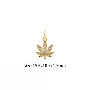18K Gold gefüllter Ahornblatt-Anhänger, CZ Micro Pave Blatt-Charme-Ohrring-Halskette für die DIY-Schmuckherstellung Versorgung