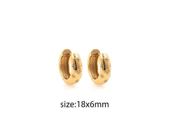 18K Gold Filled Star Thick Hoops Earrings,Gold Hoops Earrings,Dainty Hoops Huggie,Gold Huggies Hoop Earrings,Minimalist Earrings