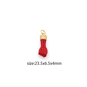 18K Gold Filled Hand Pendant,Enamel Fist Charm Earrings Necklace for DIY Jewelry Making Supply