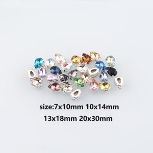 72pcs Multiple Colors Available Teardrop Crystal in Claw,Sew-On Rhinestone,DIY Clothing Making Supply