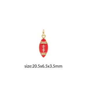 18K Gold Filled Rugby Pendant,Enamel Rugby Charm Earrings Necklace for DIY Jewelry Making Supply