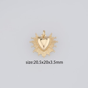 18K Gold Filled Heart Pendant,Dainty Heart Charm Earrings Necklace for DIY Jewelry Making Supply