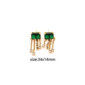18K Gold Filled Rectangle Tassel Stud Earrings,Tassel Earrings,Everyday Earrings,Minimalist Earrings