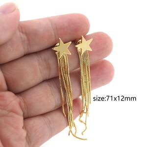 18K Gold Filled Star Tassel Stud Earrings,Tassel Earrings,Everyday Earrings,Minimalist Earrings