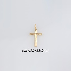 18K Gold Filled Cross Pendant,Religious Charm,Dainty Cross Earrings Necklace for DIY Jewelry Making Supply
