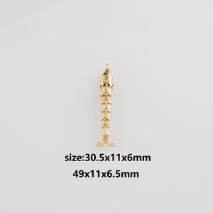 18K Gold Filled Fish Pendant,Dainty Fish Charm Earrings Necklace for DIY Jewelry Making Supply