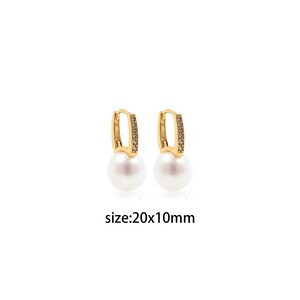 18K Gold Filled Pearl Hoop Earrings,CZ Earrings,Dainty Hoops,Gold Huggies Hoops,Minimalist Earrings,Gift for Her