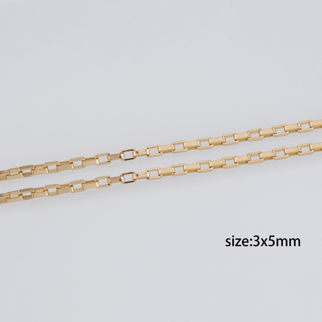18K Gold Filled Rectangle Link Necklace,thin Rectangle Chain,minimalist ...