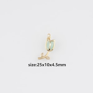 Pendentif tulipe rempli d'or 18 carats, collier délicat de boucles d'oreilles à breloques tulipe pour la fabrication de bijoux à bricoler soi-même