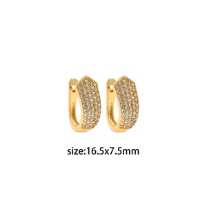 18K Gold Filled Wide Hoops Earrings,CZ Earrings,Dainty Hoops,Gold Huggies Hoops,Minimalist Earrings,Gift for Her