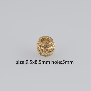 10Pcs 18K Gold Filled Barrel Spacer Beads,CZ Micro Pave Barrel Spacer Beads,DIY Jewelry Making Supply