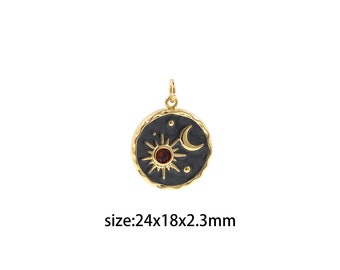 18K goud gevulde ronde hanger, emaille hemelse charme oorbellen ketting voor doe-het-zelf sieraden maken