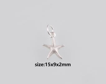 5Pcs Silver Starfish Pendant,Dainty Starfish Charm Earrings Necklace for DIY Jewelry Making Supply