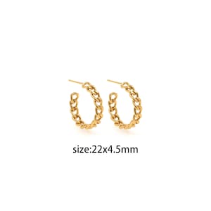 18K Gold Filled Chain Stud Earrings,Dainty Earrings,Minimalist Earrings,Gold Hoop Earrings,Huggie Earrings