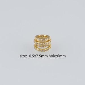 5Pcs 18K Gold Filled Barrel Spacer Beads,CZ Micro Pave Cylinder Spacer Beads,DIY Jewelry Making Supply