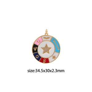 18K Gold Filled Lucky Pendant,Enamel Luck Charm Earrings Necklace for DIY Jewelry Making Supply