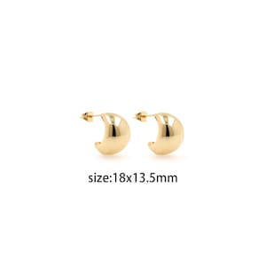 18K Gold Filled Wide Stud Earrings,Dainty Hoops,Gold Huggies Hoops,Minimalist Earrings,Gift for Her