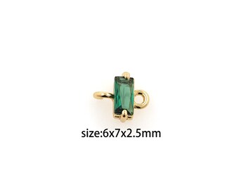 Conector rectangular relleno de oro de 18 quilates, dije de piedra natal, collar y pulsera rectangulares de cristal para fabricación de joyas DIY