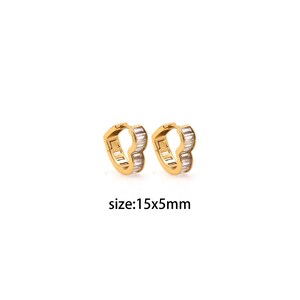 18K Gold Filled Heart Earrings,Dainty Zirconia Earrings,Gold Hoops,Dainty CZ Hoops Huggie