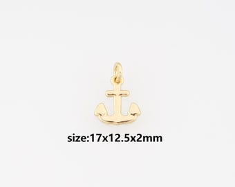 18K Gold Filled Anchor Pendant,Dainty Anchor Charm Earrings Necklace for DIY Jewelry Making Supply