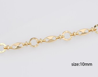18K Gold Filled Round Chain Necklace,Minimalist Link Chain,Gold Geometric Chain Necklace for DIY Jewelry Making Supply