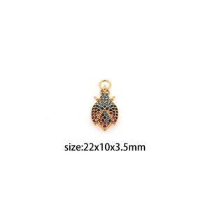 18K Gold Filled Insect Pendant,CZ Micro Pave Insect Charm Earrings Necklace for DIY Jewelry Making Supply