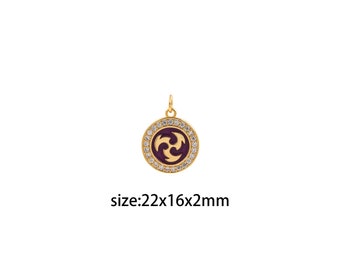 18K Gold Filled Element Pendant,Dainty Symbol Charm Earrings Necklace for DIY Jewelry Making Supply