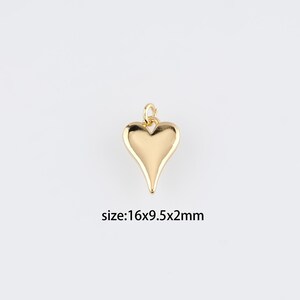 18K Gold Filled Heart Pendant,Dainty Heart Charm Earrings Necklace for DIY Jewelry Making Supply