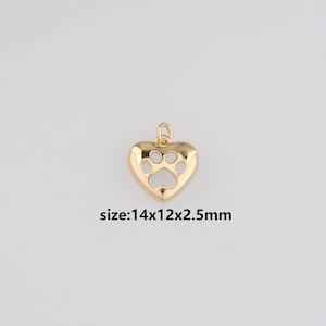 18K Gold Filled Paw Pendant,Dog Paw Charm Earrings Necklace for DIY Jewelry Making Supply