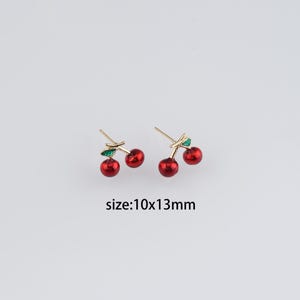 18K Gold Filled Cherry Stud Earrings,Dainty Earrings,Fruit Stud,Minimalist Earrings,Gift for Her