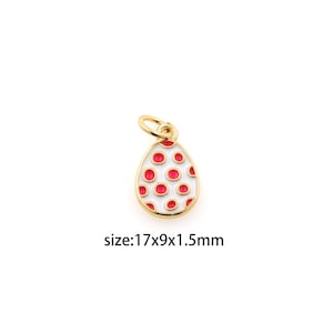18K Gold Filled Easter Egg Pendant,Enamel Egg Charm Earrings Necklace for DIY Jewelry Making Supply