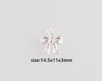Silver Bow Pendant,Dainty Bow Charm Earrings Necklace for DIY Jewelry Making Supply