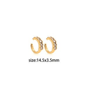 18K Gold Filled CZ Hoop Earrings,Cartilage Ear Clip,Dainty Round Hoops,Dainty Earrings,Gold Hoops