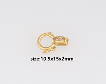 24K Gold Filled Round Clasp,Dainty Snap Clasp Lock for DIY Jewelry Necklace Bracelet