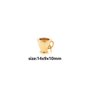 Ciondolo in oro 18k con tazza da tè, delicata collana di orecchini con ciondolo a forma di tazza per la creazione di gioielli fai da te