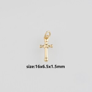 18K Gold Filled Cross Pendant,Dainty Religious Charm Earrings Necklace for DIY Jewelry Making Supply