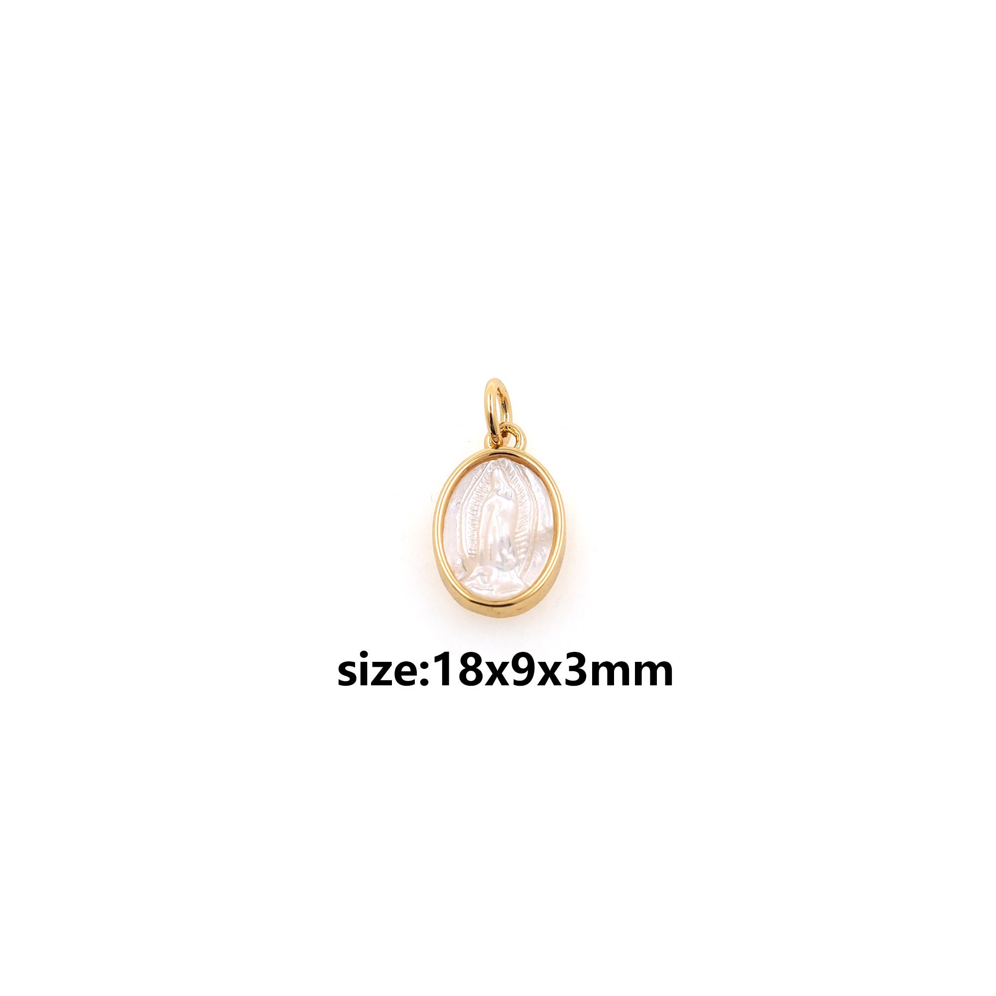 18K Gold Filled Virgin Mary Pendant,Dainty Religious Charm Earrings Necklace for DIY Jewelry Making Supply
