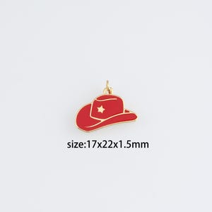Ciondolo a forma di cappello da cowboy riempito in oro 18 carati, orecchini a forma di cappello da cowboy in smalto, collana per la creazione di gioielli fai da te