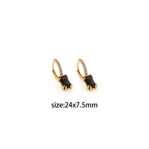 18K Gold Filled Rectangle Hoops Earrings,CZ Earrings,Dainty Hoops,Gold Huggies Hoops,Minimalist Earrings,Gift for Her