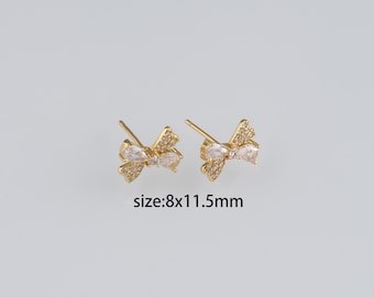 18K Gold Filled Bogen Ohrstecker,Zierliche Bogen Ohrringe,Ohrringe für den Alltag,Minimalist Ohrringe